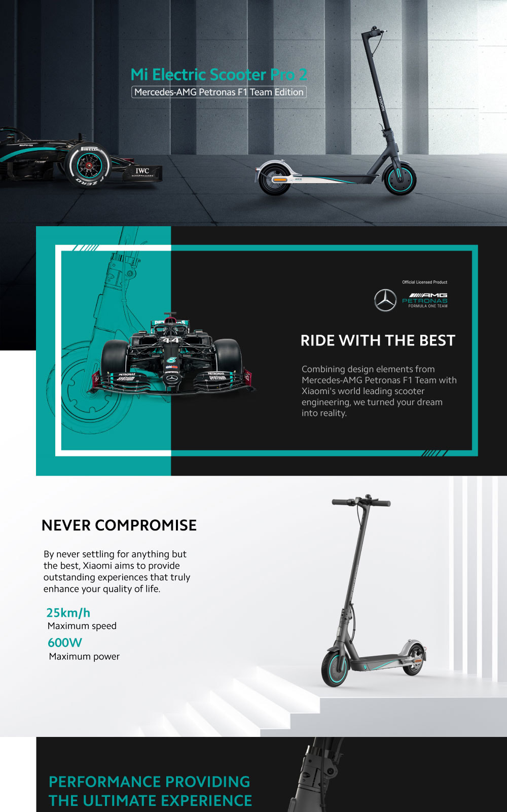 3Fd0D94C Mi000452B Des Mi Electric Scooter Pro 2 : Mercedes Amg Petronas F1 Team Edition Trottinette Electrique